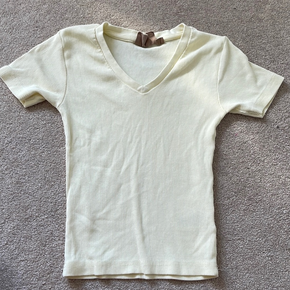 Pastel yellow V neck top